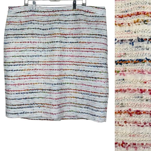J.Crew No. 2 Pencil Skirt Tweed Multicolor Stripe Preppy Rainbow 20 NWT - Picture 1 of 14